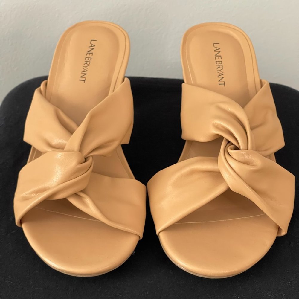 Lane Bryant Block Heel Knot Sandal, Nude/Beige, Size 10 Wide